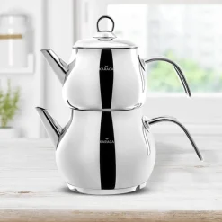 Best Layla Stainless Steel Induction Teapot Set, Midi, Silver Turkish Coffee Pots|Turkish Teapots