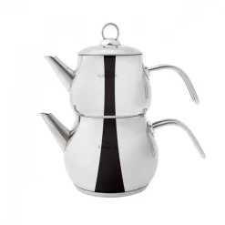 Best Layla Stainless Steel Induction Teapot Set, Midi, Silver Turkish Coffee Pots|Turkish Teapots
