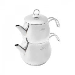 Best Layla Stainless Steel Induction Teapot Set, Midi, Silver Turkish Coffee Pots|Turkish Teapots