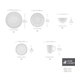 Discount Lea 30-Piece Bone China Dinner Set for 6 People, White Black See All Dinner Sets|Bone China Dinner Sets