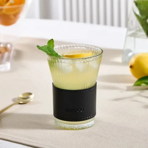 Online Leather Cool Touch Latte Coffee Glass, 210 Ml, Black Coffee Glasses