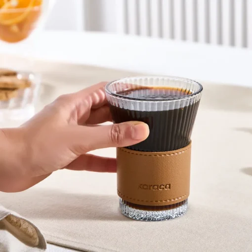 Discount Leather Cool Touch Latte Coffee Glass, 210 Ml, Brown Coffee Glasses