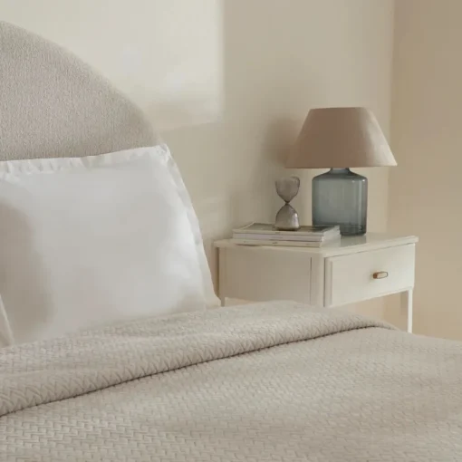 Online Leaves Wellsoft Blanket, Double, 200x220cm, Light Grey Throws & Blankets