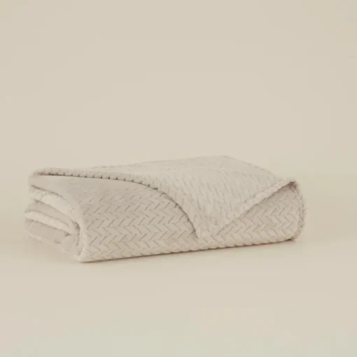 Outlet Leaves Wellsoft Blanket, 130x150cm, Light Grey Throws & Blankets