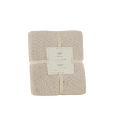 Outlet Leaves Wellsoft Blanket, 130x150cm, Light Grey Throws & Blankets