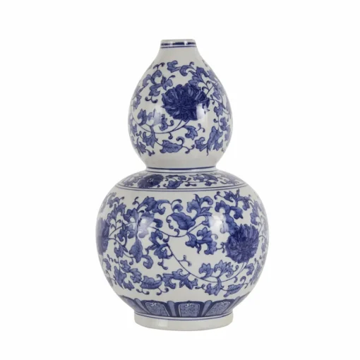 Lisbon Ceramic Vase, 21cm, White Blue Vases