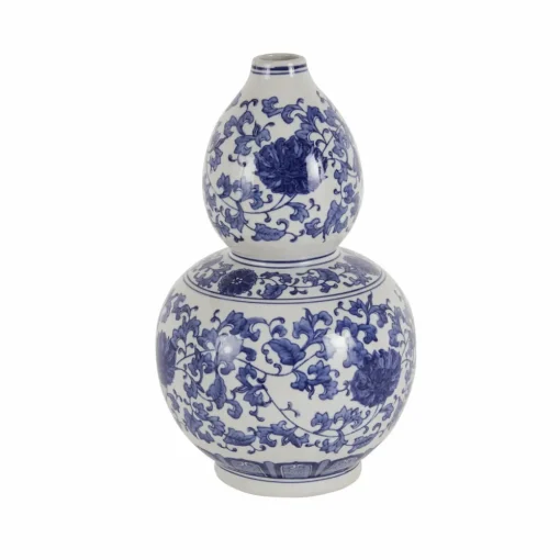 Lisbon Ceramic Vase, 21cm, White Blue Vases