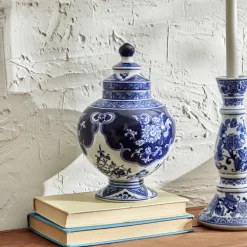 Sale Lisbon Lori Ceramic Vase, 18cm, White Blue Vases