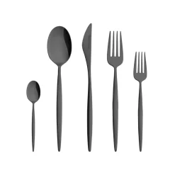 New Lizbon 30-Piece Stainless Steel Cutlery Set for 6 People, Black Cutlery Sets