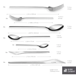 Outlet Look 84-Piece 316+ Stainless Steel Cutlery Set for 12 People, Silver Cutlery Sets