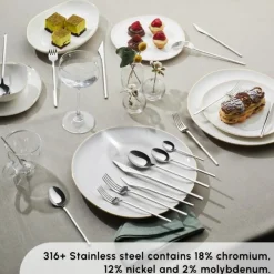 Outlet Look 84-Piece 316+ Stainless Steel Cutlery Set for 12 People, Silver Cutlery Sets