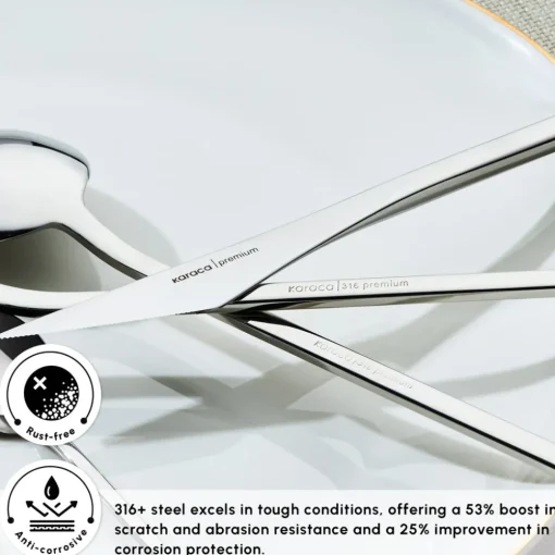 Outlet Look 84-Piece 316+ Stainless Steel Cutlery Set for 12 People, Silver Cutlery Sets