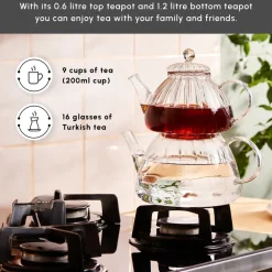 Discount Lori Borosilicate Glass Teapot Set, Transparent Turkish Coffee Pots|Turkish Teapots