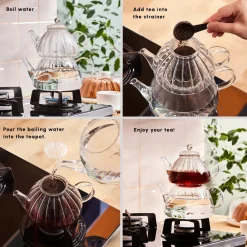 Discount Lori Borosilicate Glass Teapot Set, Transparent Turkish Coffee Pots|Turkish Teapots