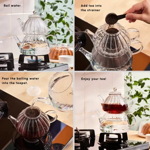 Discount Lori Borosilicate Glass Teapot Set, Transparent Turkish Coffee Pots|Turkish Teapots