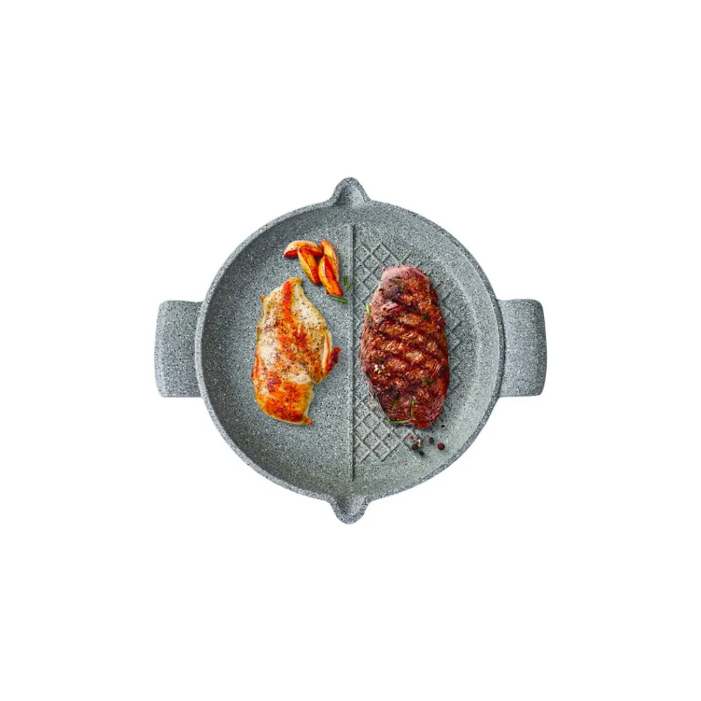 New Love of Kitchen Biogranite Non-Stick Double Sided Griddle Pan with 2-Piece of Oven Gloves, 30cm, Black Pans