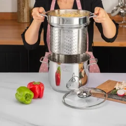 New Love of Kitchen Stainless Steel Induction Spaghetti Stockpot with Lid, 20cm, Silver Pots|Induction Cookware