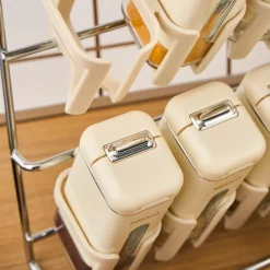 Discount Luminous 9-Piece Porcelain Spice Jar Set, Cream Storage Jars