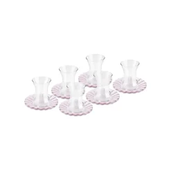 Sale Luna 12-Piece Turkish Tea Set for 6 People, 130ml, Light Pink Turkish Tea Sets
