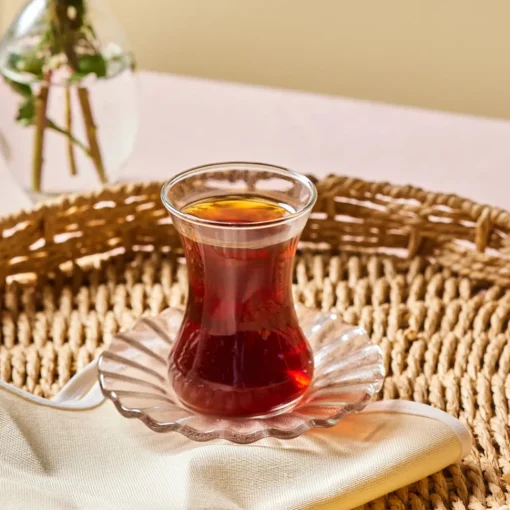 Outlet Luna 12-Piece Turkish Tea Set for 6 People, 130ml, Light Brown Turkish Tea Sets