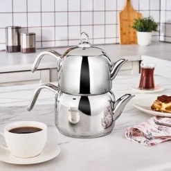 Outlet Manes Stainless Steel Induction Teapot Set, Medium, Metal Turkish Coffee Pots|Turkish Teapots