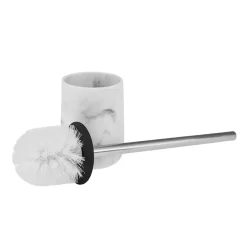 Clearance Marble Toilet Brush Holder, 10cmx10cmx12.68cm, White Bath Accessories