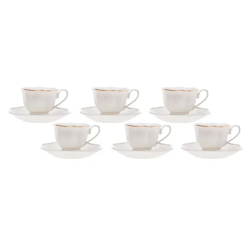 Sale Margaret 12-Piece Porcelain Espresso Turkish Coffee Cup Set for 6 People, 80ml, White Espresso & Turkish Coffee Cup Sets