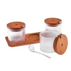 Best Massimo 3 Piece Spice Jar Set, 330ml, Transparent Spice Racks|Spice Jars