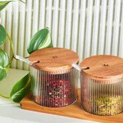 Best Massimo 3 Piece Spice Jar Set, 330ml, Transparent Spice Racks|Spice Jars