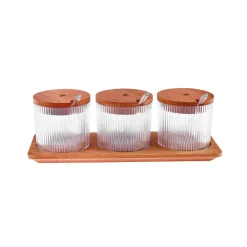 Best Massimo 3 Piece Spice Jar Set, 330ml, Transparent Spice Racks|Spice Jars