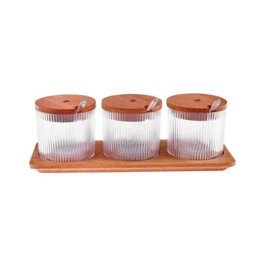 Best Massimo 3 Piece Spice Jar Set, 330ml, Transparent Spice Racks|Spice Jars