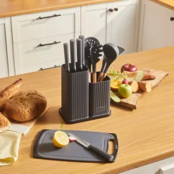 Clearance Massimo 12-Piece Knife Block Set, Chopping Board and Kitchen Utensil Set, Anthracite Knife Sets