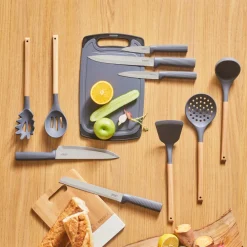 Clearance Massimo 12-Piece Knife Block Set, Chopping Board and Kitchen Utensil Set, Anthracite Knife Sets
