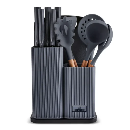 Clearance Massimo 12-Piece Knife Block Set, Chopping Board and Kitchen Utensil Set, Anthracite Knife Sets