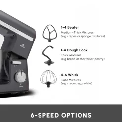 Online Mastermaid Chef Pro Zero Side Tech Stand Mixer, 5L, 1500W, Space Grey Stand Mixers