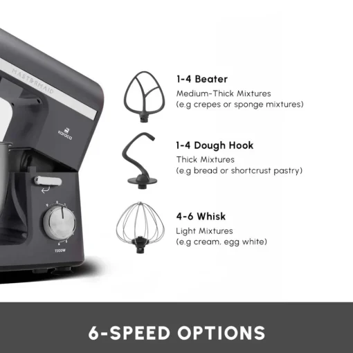 Online Mastermaid Chef Pro Zero Side Tech Stand Mixer, 5L, 1500W, Space Grey Stand Mixers
