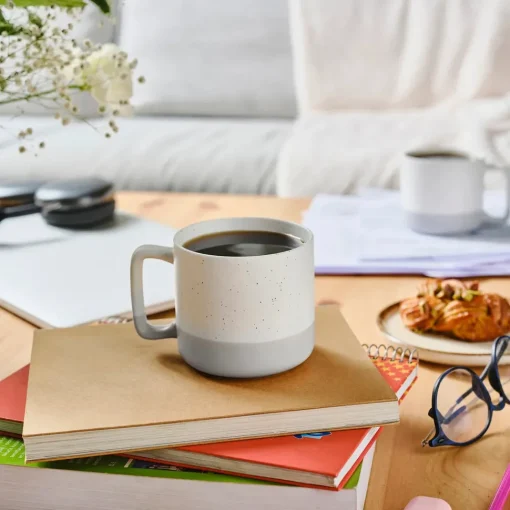 Online Maybel Stoneware Mug, 400ml, White-Grey Orange Mugs