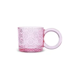 Hot Miracle Glass Mug, 240ml, Powder Pink Circle Mugs