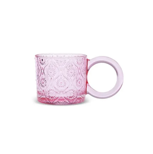 Hot Miracle Glass Mug, 240ml, Powder Pink Circle Mugs