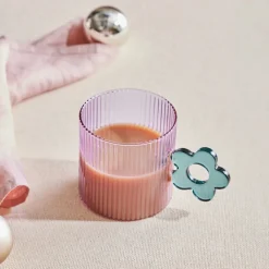 Best Miracle Glass Mug, 360ml, Green Flower Mugs