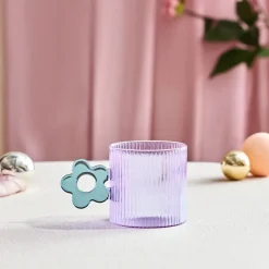 Best Miracle Glass Mug, 360ml, Green Flower Mugs