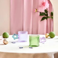 Best Miracle Glass Mug, 360ml, Green Flower Mugs