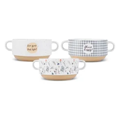 Discount Monet Flower 3-Piece Stoneware Cereal/Soup Bowl, 460ml, Multi Bowls
