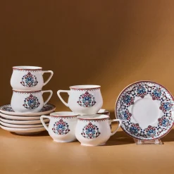 Discount Nakkaş 12-Piece Porcelain Espresso Turkish Coffee Cup Set for 6 People, 100ml, Multi Espresso & Turkish Coffee Cup Sets