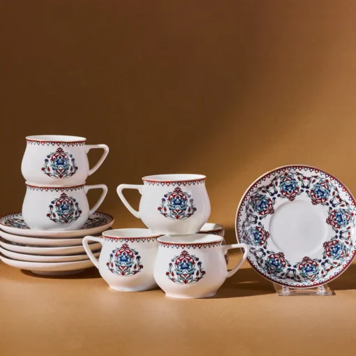 Discount Nakkaş 12-Piece Porcelain Espresso Turkish Coffee Cup Set for 6 People, 100ml, Multi Espresso & Turkish Coffee Cup Sets