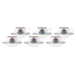 Discount Nakkaş 12-Piece Porcelain Espresso Turkish Coffee Cup Set for 6 People, 100ml, Multi Espresso & Turkish Coffee Cup Sets