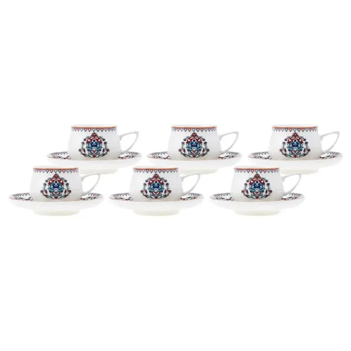 Discount Nakkaş 12-Piece Porcelain Espresso Turkish Coffee Cup Set for 6 People, 100ml, Multi Espresso & Turkish Coffee Cup Sets