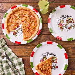 Best Napoly 5-Piece Porcelain Pizza Set for 4 People, White Multi Serving Platters