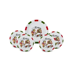 Best Napoly 5-Piece Porcelain Pizza Set for 4 People, White Multi Serving Platters
