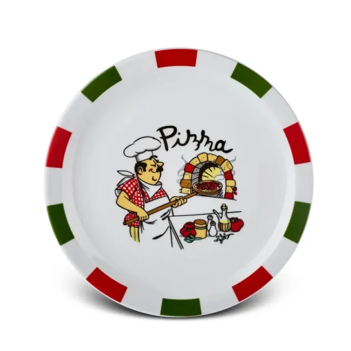 Best Napoly 5-Piece Porcelain Pizza Set for 4 People, White Multi Serving Platters
